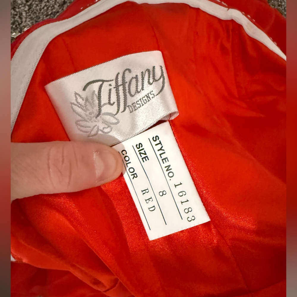 NWT Tiffany Designs red strapless prom dress - Picture 15 of 16